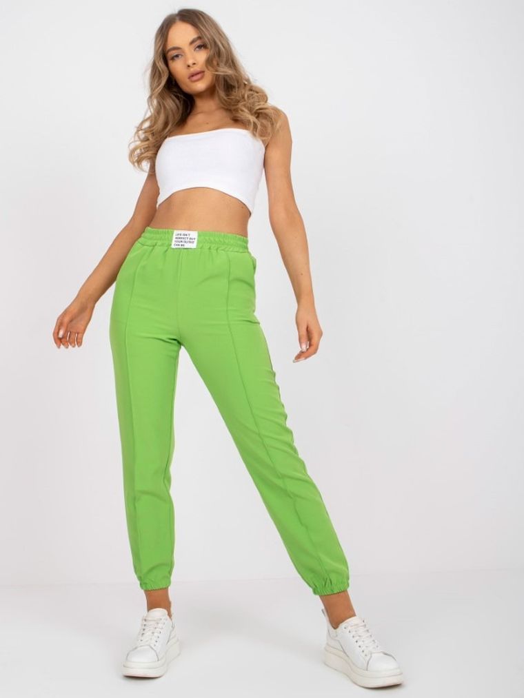 Spodnie materiałowe damskie, zielone, Italy Moda