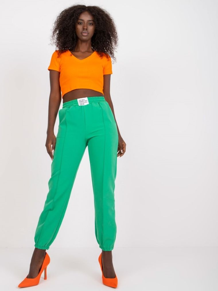 Spodnie materiałowe damskie, zielone, Italy Moda