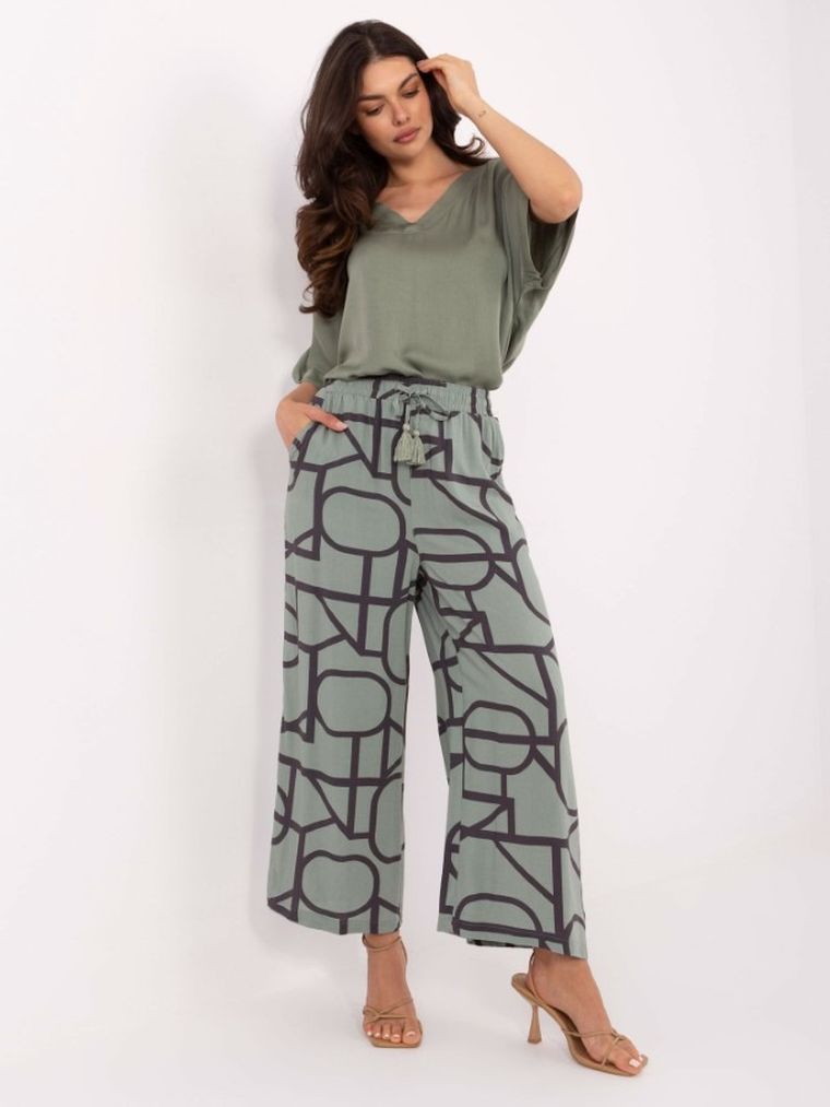 Spodnie materiałowe damskie, zielone, Sublevel