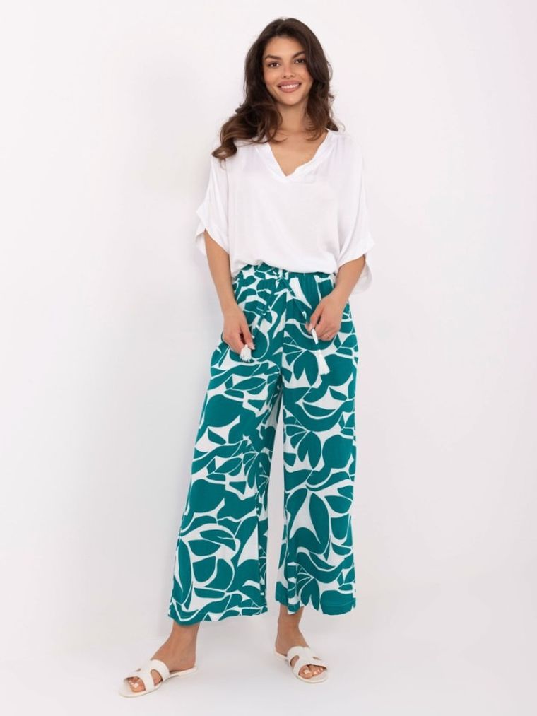 Spodnie materiałowe damskie, zielone, Sublevel