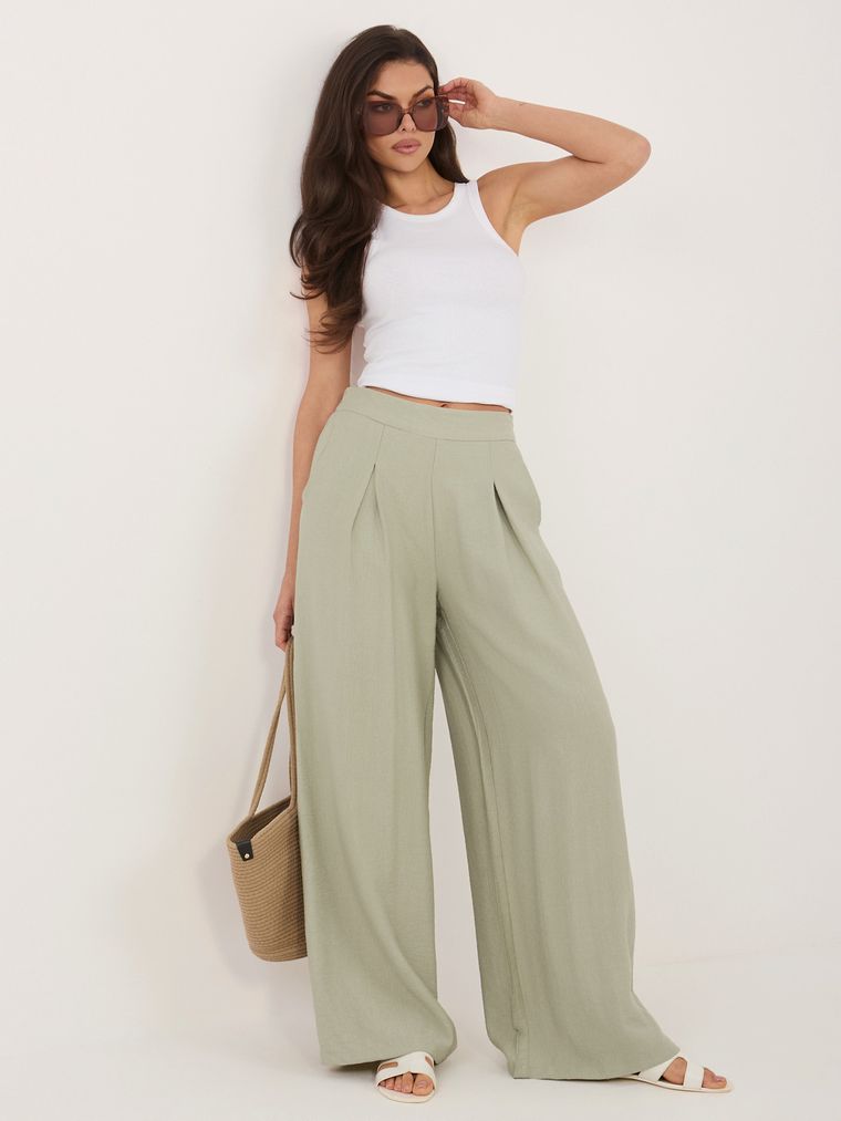 Spodnie materiałowe damskie, zielone, Sublevel