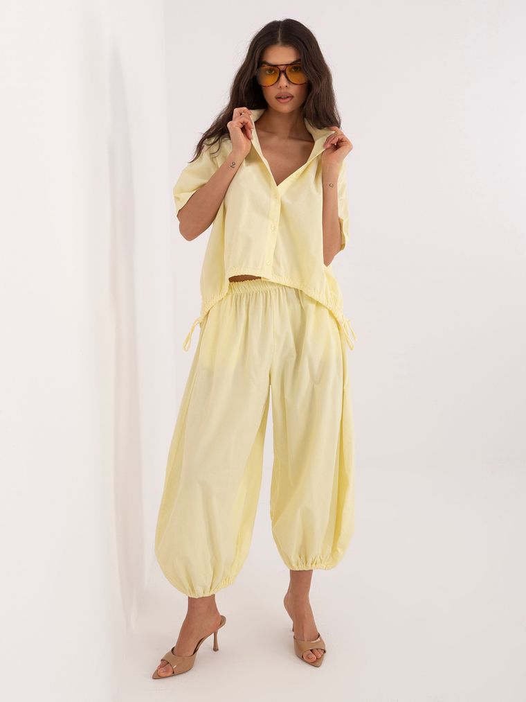 Spodnie materiałowe damskie, żółte, Italy Moda