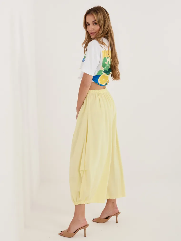 Spodnie materiałowe damskie, żółte, Italy Moda