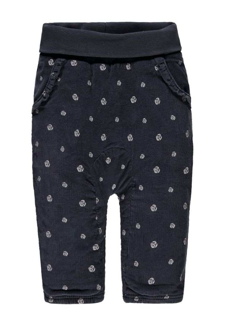 Spodnie materiałowe dziewczęce, grafitowe, różyczki, Kanz