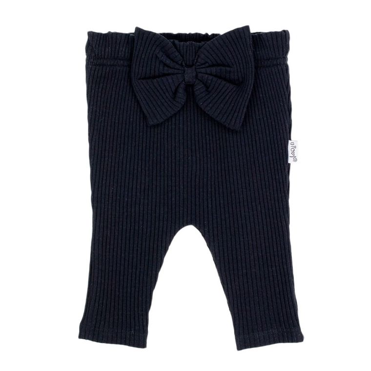 Spodnie materiałowe dziewczęce, prążkowane, czarne, Nicol
