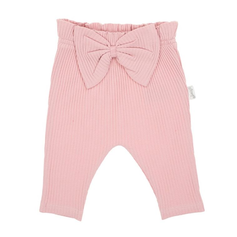 Spodnie materiałowe dziewczęce, prążkowane, różowe, Nicol