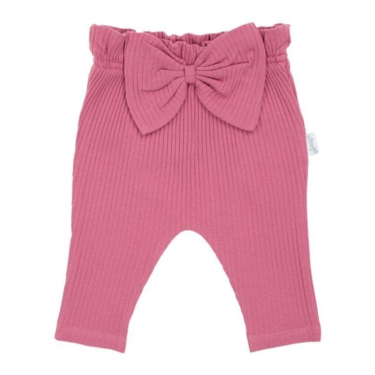 Spodnie materiałowe dziewczęce, prążkowane, różowe, Nicol