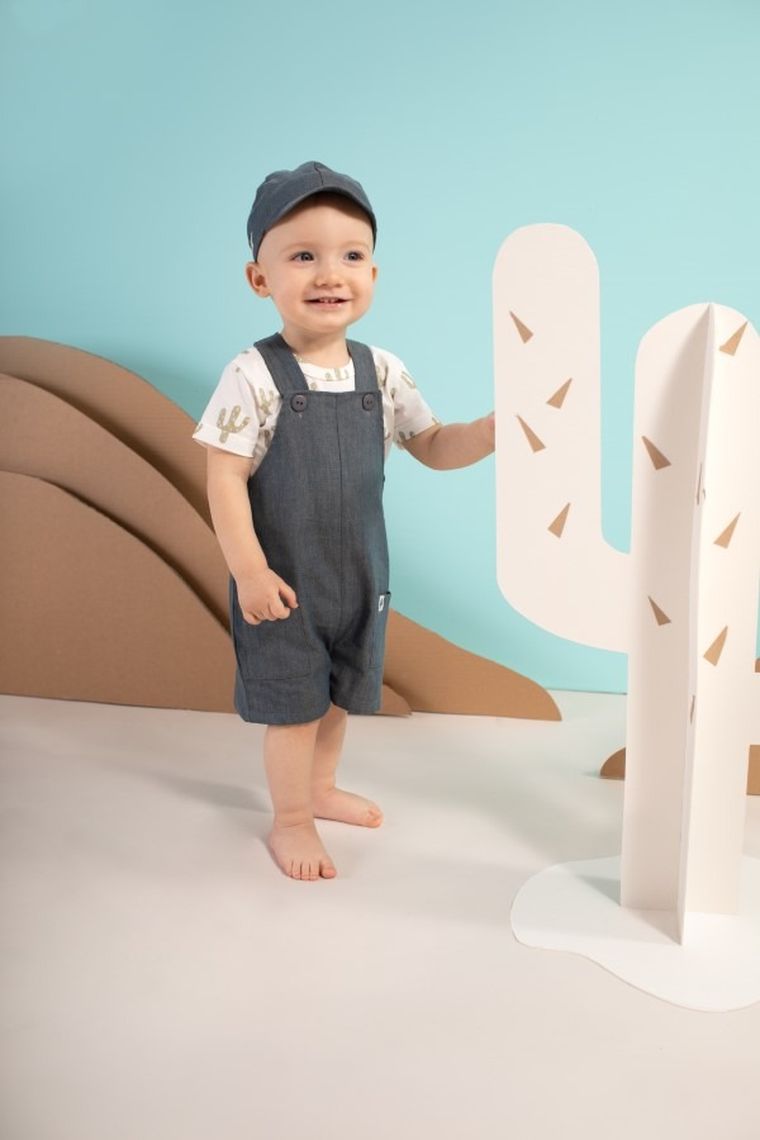 Spodnie ogrodniczki chłopięce, ciemny denim, Pinokio