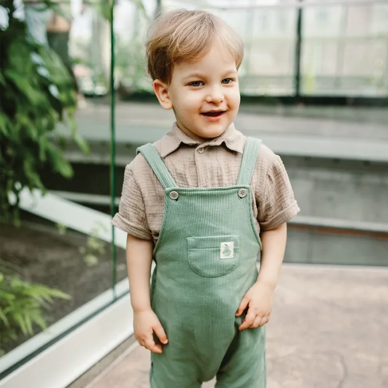 Spodnie ogrodniczki chłopięce, zielone, Eevi