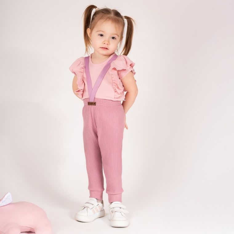 Spodnie ogrodniczki dziewczęce, różowe, Nicol