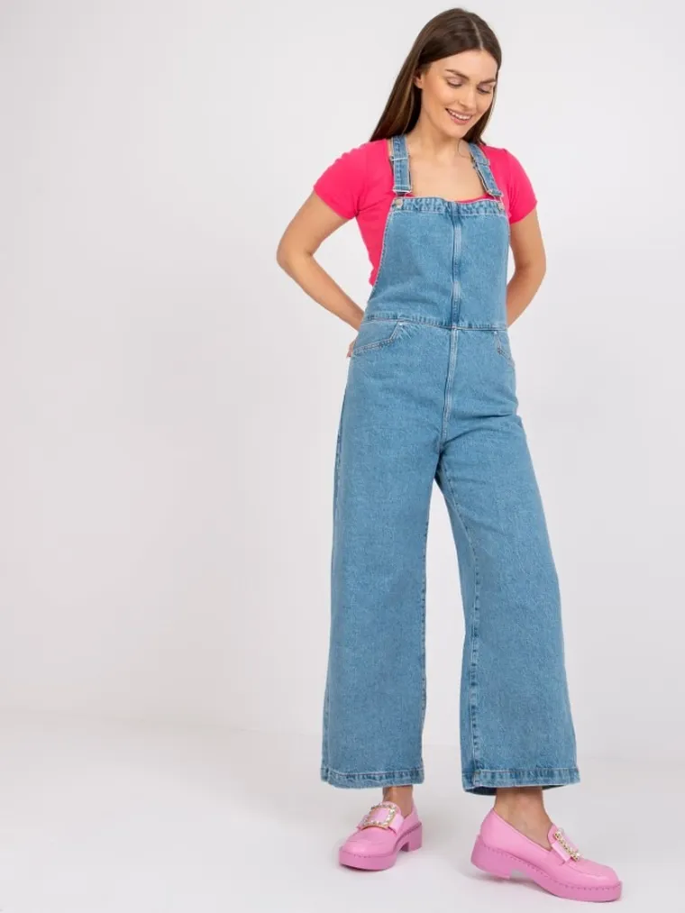 Spodnie ogrodniczki jeansowe damskie, denim, Rue Paris