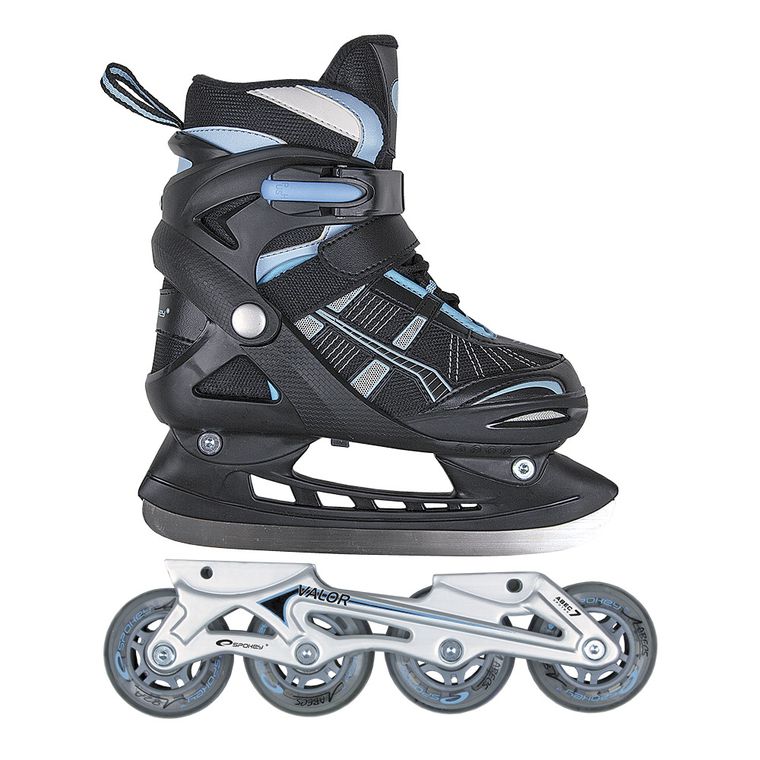 Spokey, Valor, łyżworolki regulowane z wymienną płozą, czarne, rozmiar 30-33