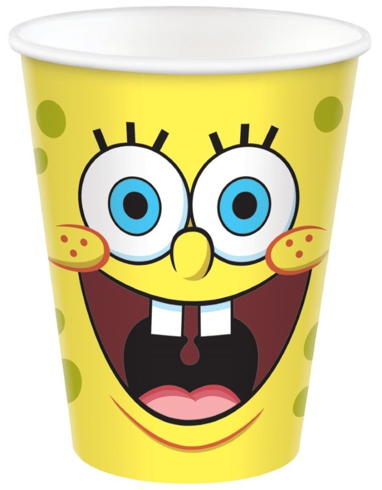 Sponge Bob, kubeczki urodzinowe, 8 szt., 250 ml