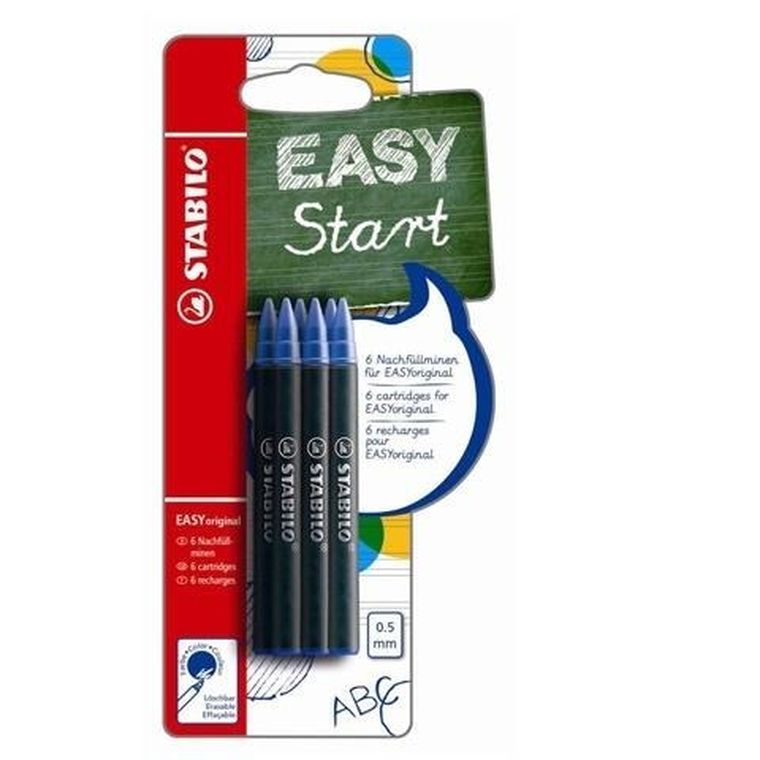 Stabilo, Easy Orginal, wkłady do piór, niebieskie, 0,5 mm, 6 szt.