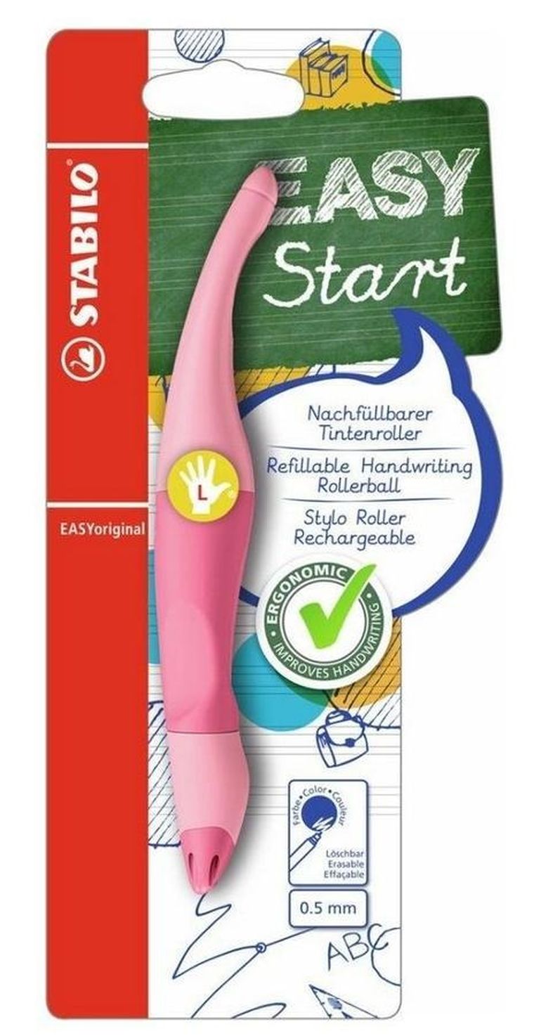 Stabilo, Easy Start, pióro dla leworęcznych z wkładami, różowy, 0.5 mm