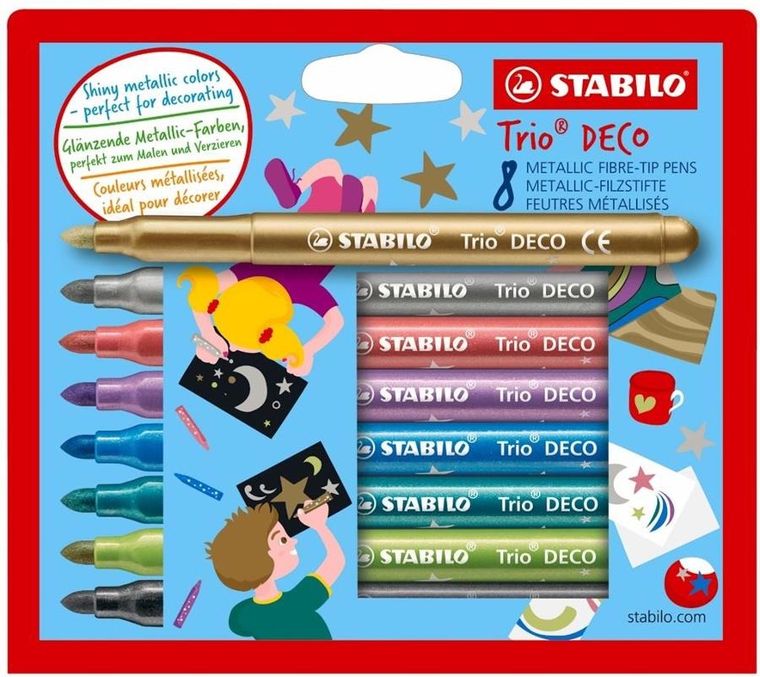 Stabilo, flamastry Trio Deco, 8 kolorów