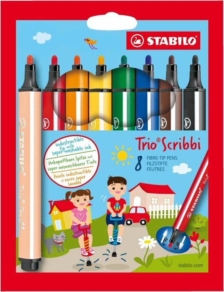 Stabilo, flamastry, Trio Scribbi, 8 kolorów