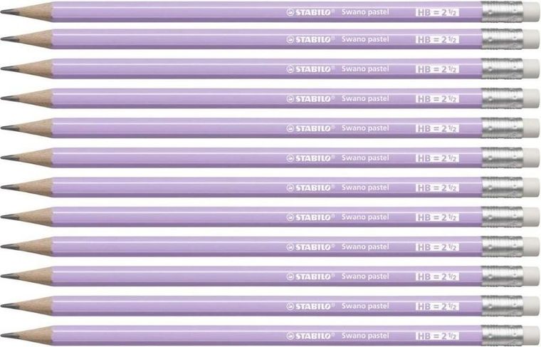 Stabilo, ołówek z gumką, Swano Pastel HB, lilia, 12 szt.