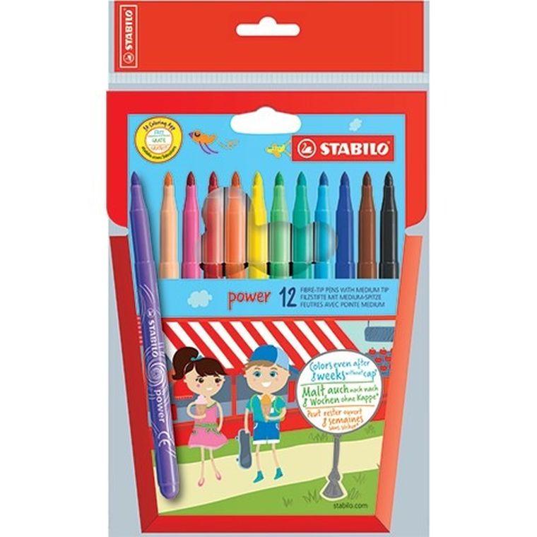Stabilo, Power, zestaw flamastrów, 12 kolorów