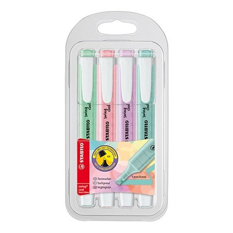 Stabilo, Swing cool Pastel, zestaw zakreślaczy, 4 kolory