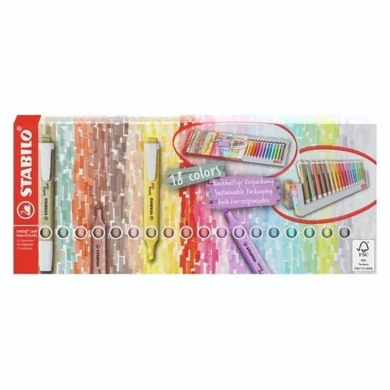 Stabilo, Swing Cool, zakreślacze, Pastel, 18 kolorów