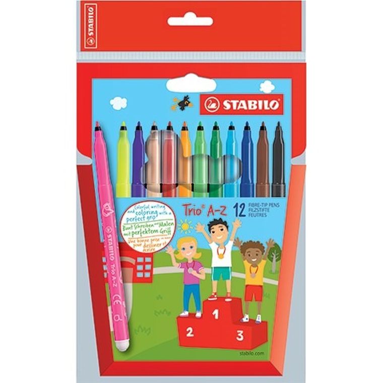 Stabilo, Trio A-Z, zestaw flamastrów, trójkątne, 12 kolorów