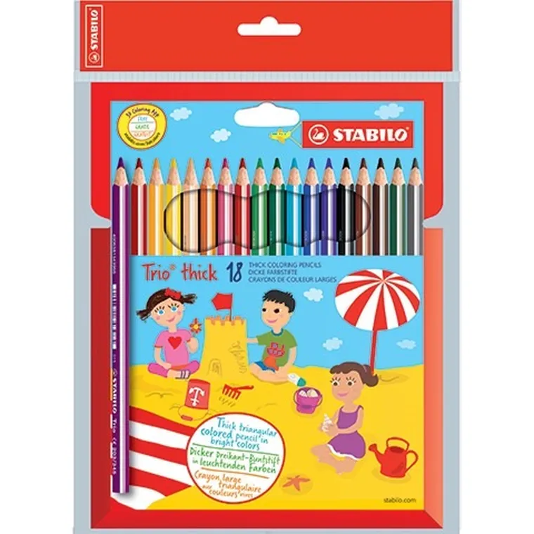 Stabilo, Trio, zestaw kredek, grube, 18 kolorów