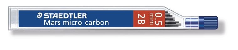 Staedtler, grafity do ołówków, Mars micro carbon, 2B, 12 szt., 0.5 mm