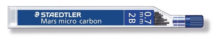 Staedtler, grafity do ołówków, Mars micro carbon, 2B, 12 szt., 0.7 mm