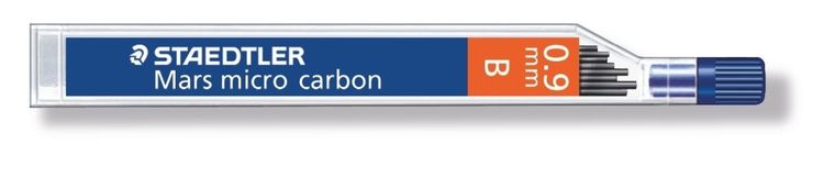 Staedtler, grafity do ołówków, Mars micro carbon, B, 12 szt., 0.9 mm
