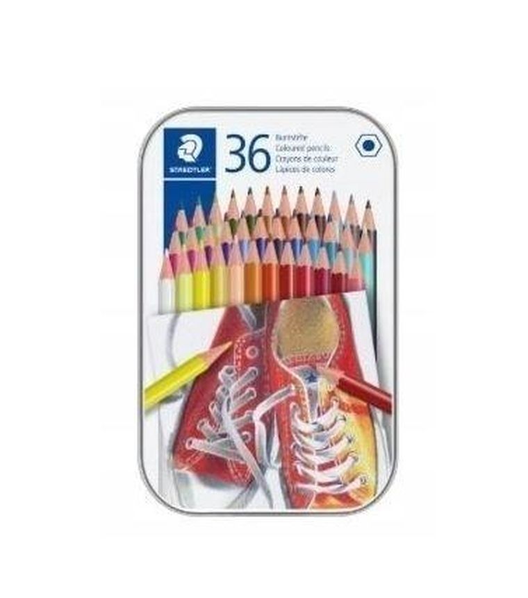 Staedtler, kredki sześciokątne w metalowym opakowaniu, 36 kolorów
