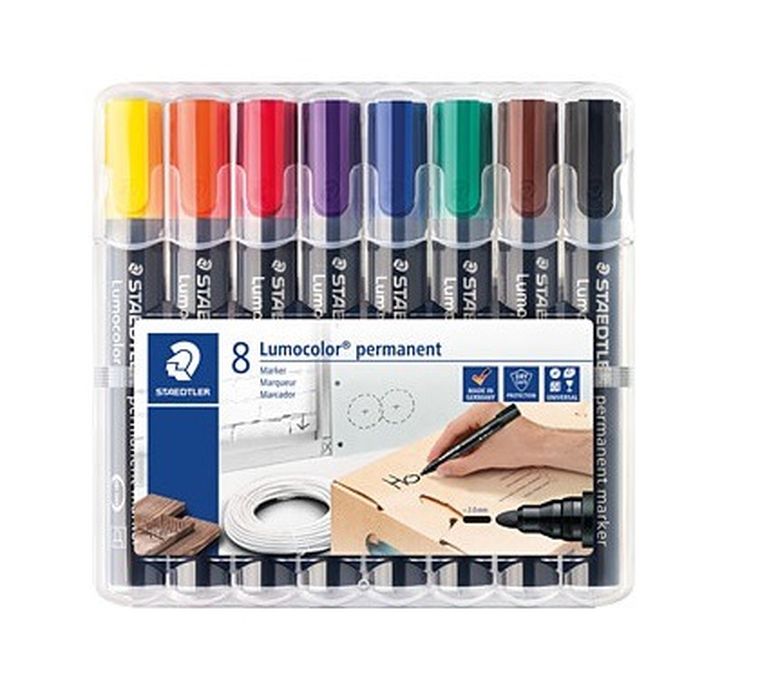Staedtler, marker do białych tablic whiteboard, Lumocolor, okrągły, w etui, 8 kolorów