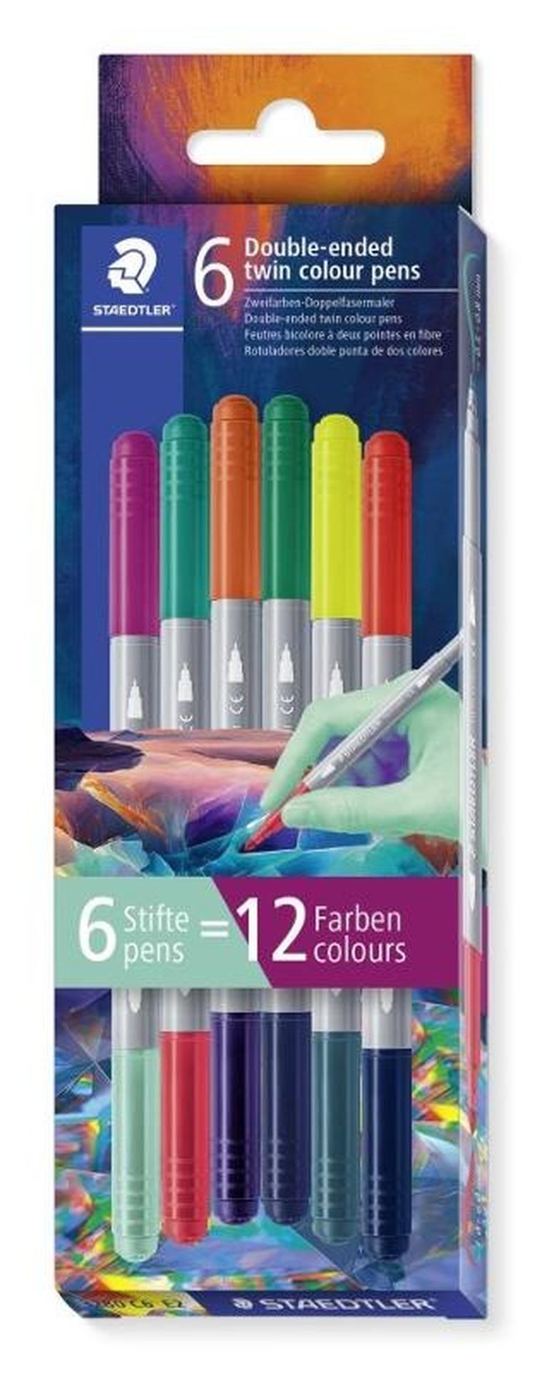 Staedtler, Multiverse, flamastry dwustronne, 12 kolorów, 6 szt.