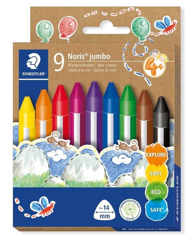 Staedtler, Noris, kredki woskowe jumbo, trójkątne, 9 kolorów