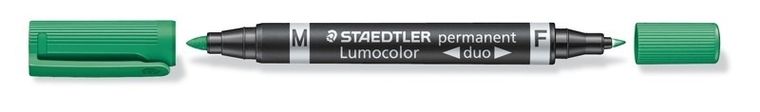 Staedtler, pisak dwustronny, Lumocolor Duo, zielony, wodoodporny, F, M