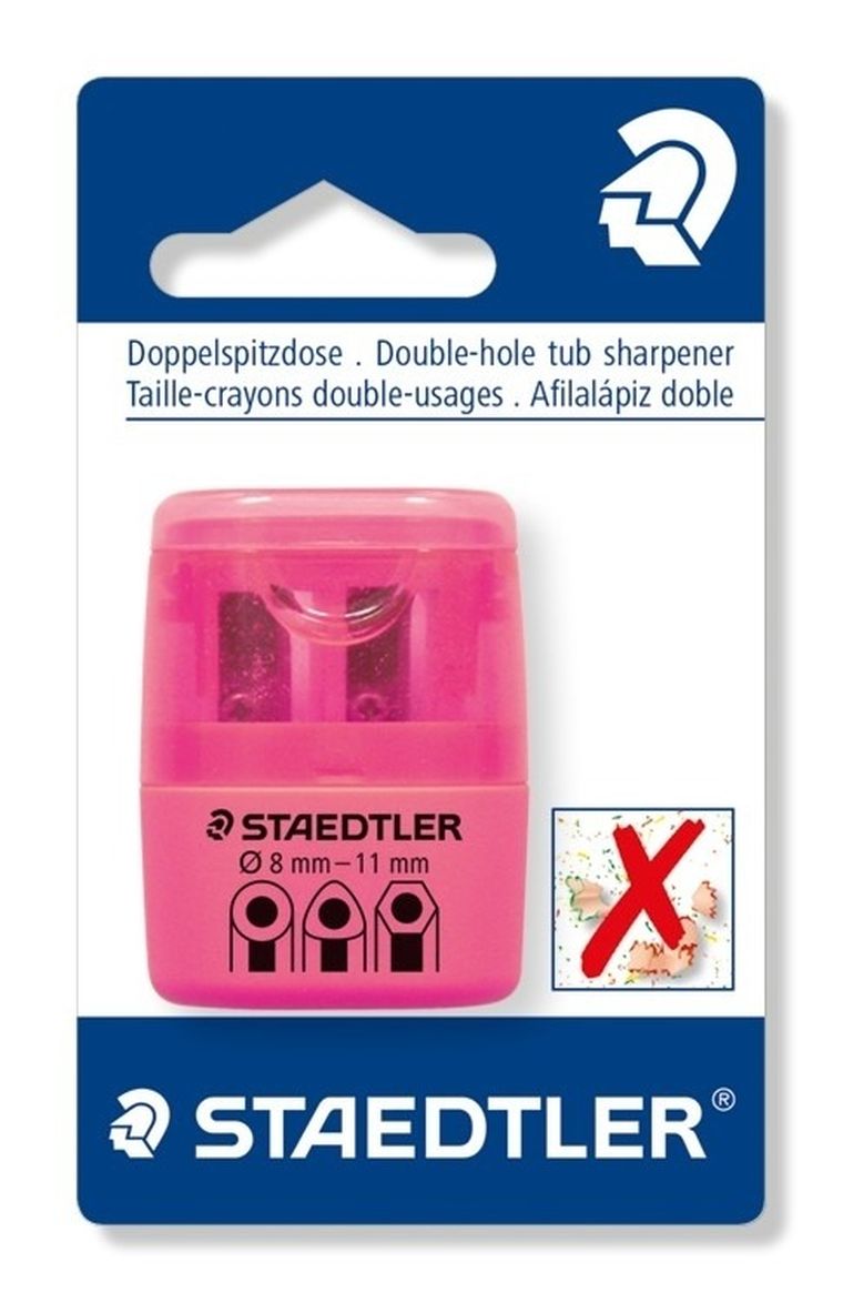 Staedtler, temperówka z pojemnikiem, różowy neon, podwójna