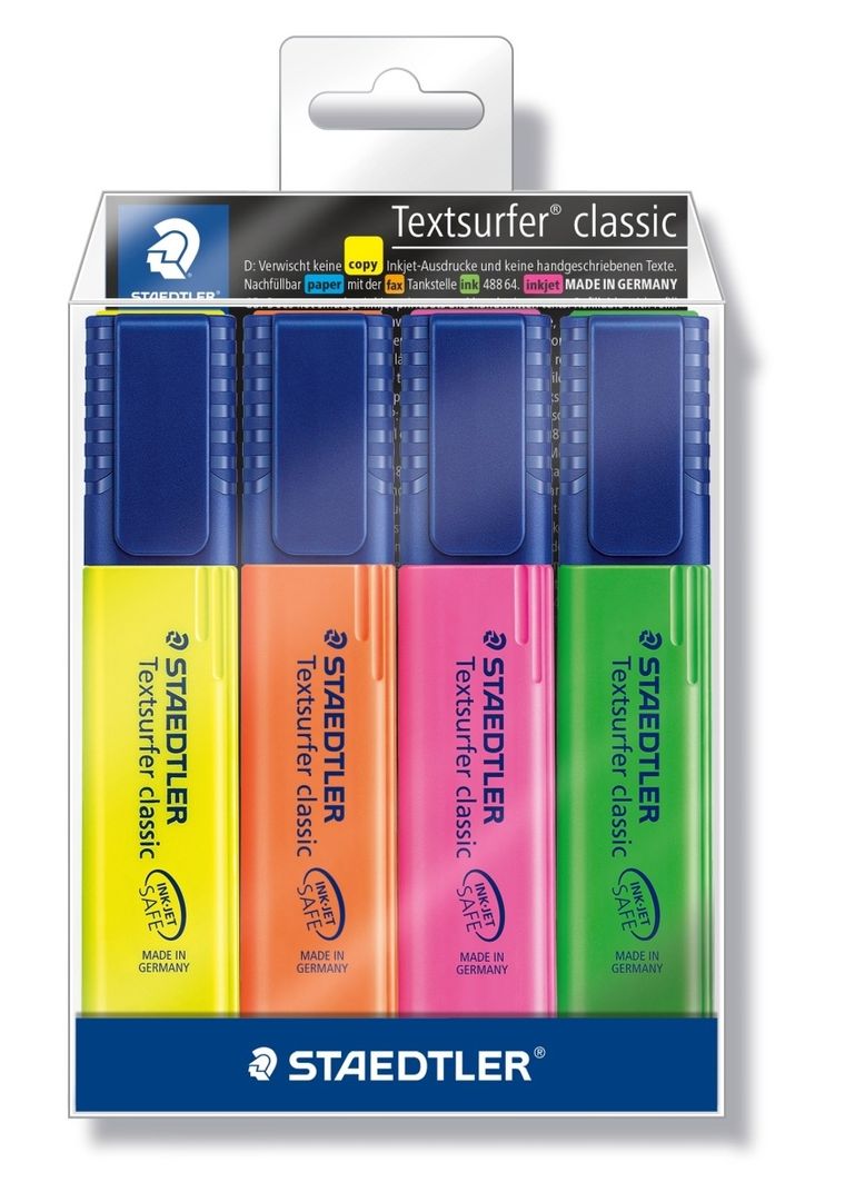 Staedtler, zakreślacz, Textsurfer classic, w etui, 4 kolory