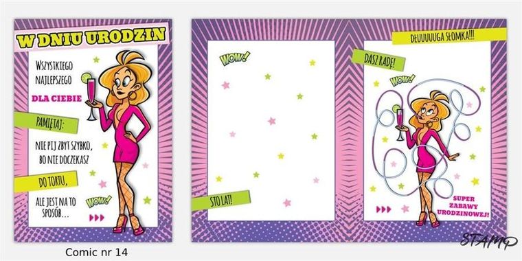 Stamp, Comic, karnet B6 + koperta, Urodziny