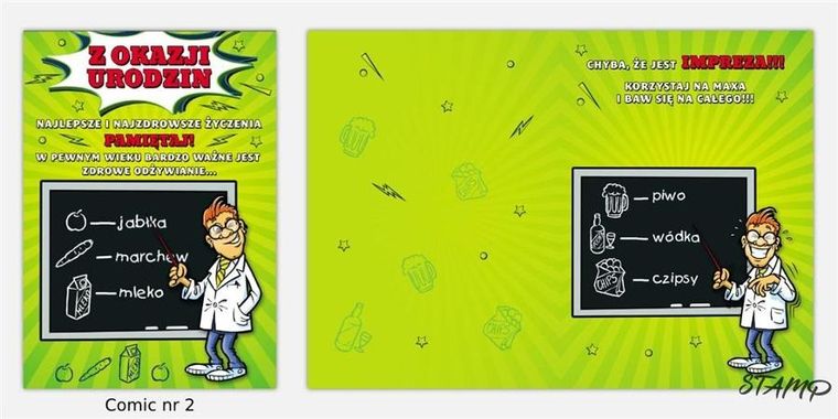 Stamp, Comic, karnet B6 + koperta, Urodziny
