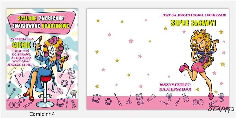 Stamp, Comic, karnet B6 + koperta, Urodziny