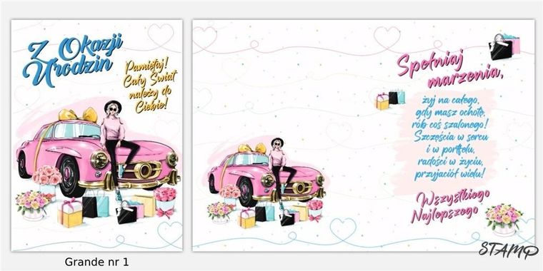 Stamp, karnet Grande + koperta wzór nr 01 Urodziny