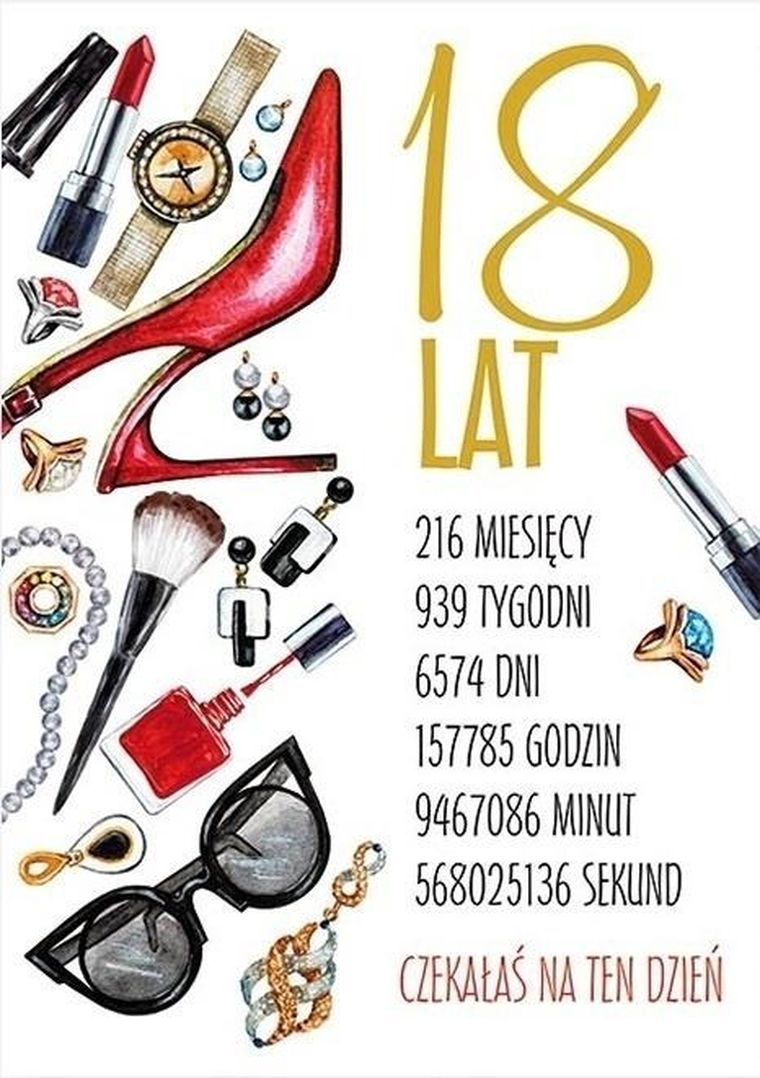 Stamp, Party, karnet naklejany B6 + koperta, Urodziny 18