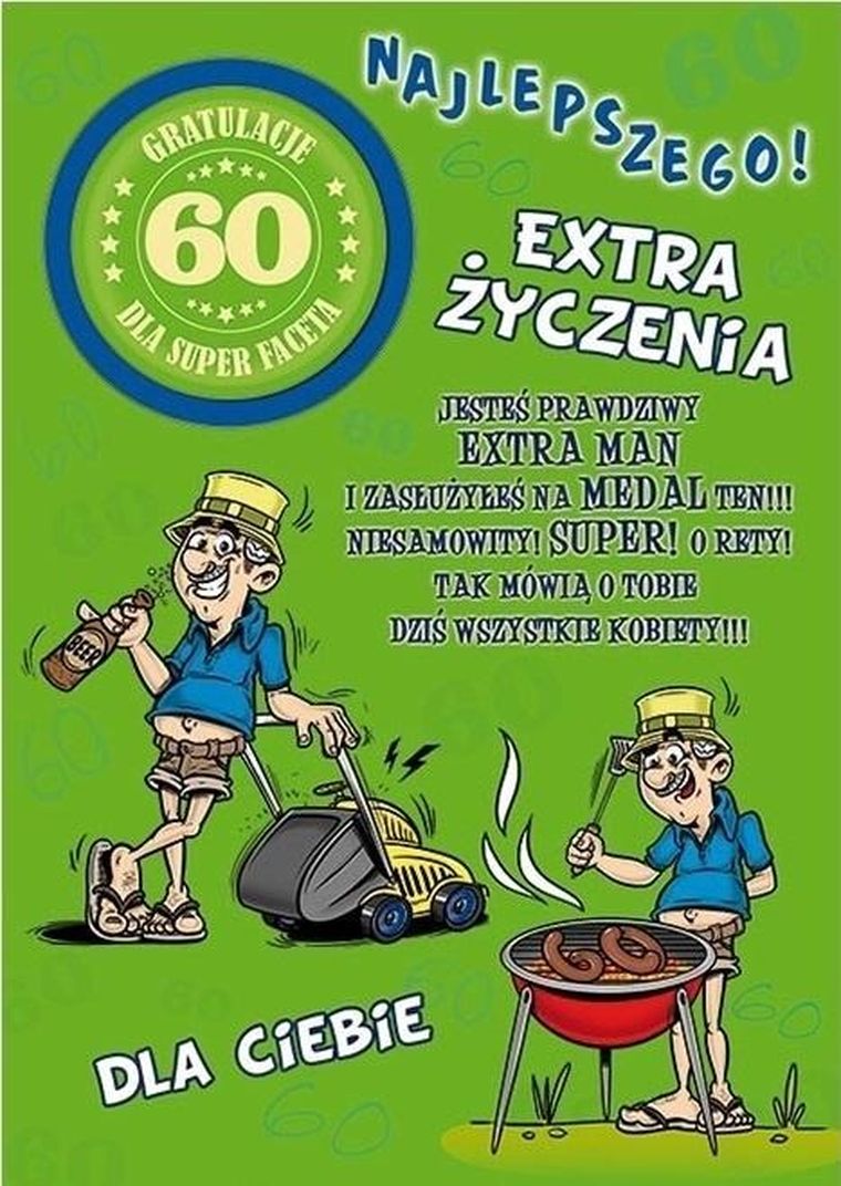 Stamp, Party, karnet naklejany B6 + koperta, Urodziny 60