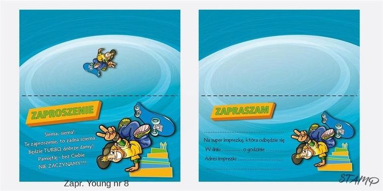 Stamp, zaproszenia, Young, chłopiec, 10 szt.