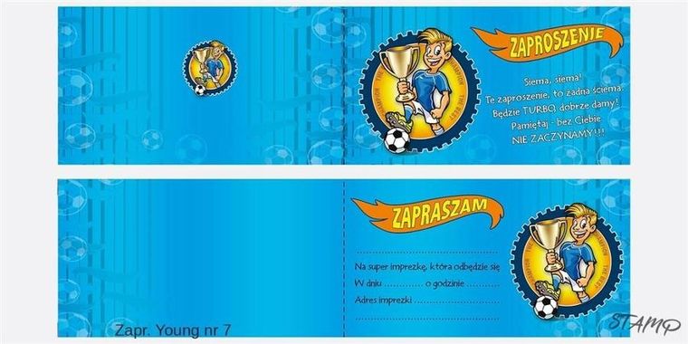 Stamp, zaproszenia, Young, chłopiec, 10 szt.