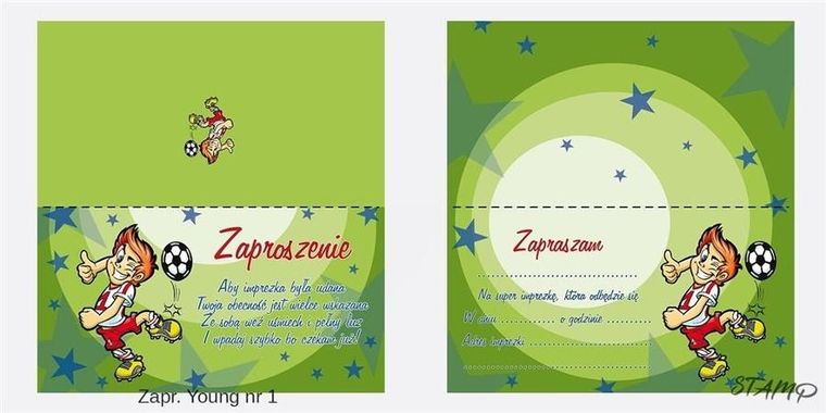 Stamp, zaproszenia, Young, chłopiec, 10 szt.
