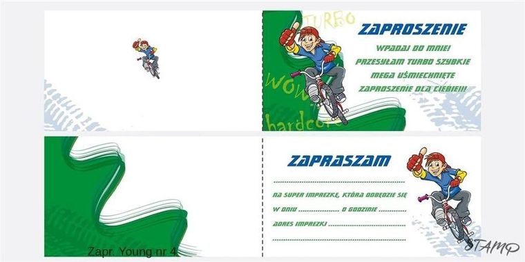 Stamp, zaproszenia, Young, chłopiec, 10 szt.