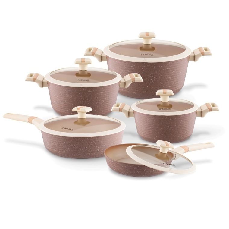 Starke Pro, Coretto, zestaw garnków z pokrywką i patelnie, 10 elementów