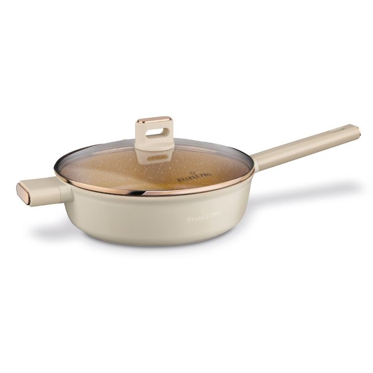 Starke Pro, patelnia z pokrywką, starlet beige, 28 cm