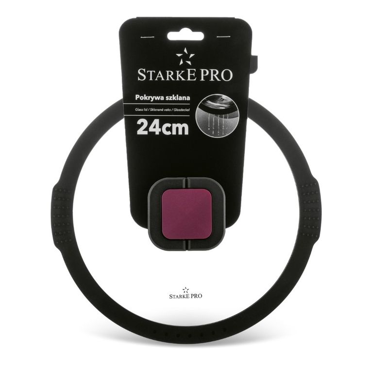 Starke Pro, pokrywa do odcedzania, szklana, czarna, 24 cm